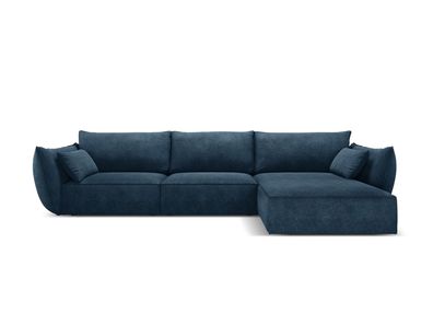 Micadoni 4-Sitzer Ecke rechts Sofa Kaelle | Bezug Royal Blue | Beinfarbe Bla...