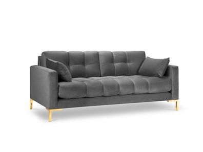 Micadoni 2-Sitzer Samtstoff Sofa Mamaia | Bezug Light Grey | Beinfarbe Gold ...