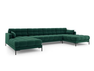 Micadoni 6-Sitzer Panorama Sofa Mamaia | Bezug Green | Beinfarbe Black...