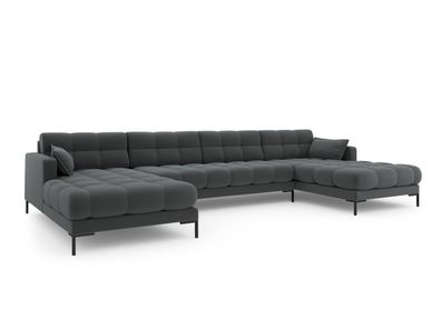 Micadoni 6-Sitzer Panorama Sofa Mamaia | Bezug Dark Grey | Beinfarbe Black...
