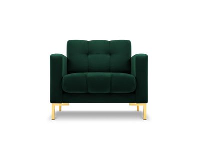 Micadoni Samtstoff Sessel Mamaia | Bezug Bottle Green | Beinfarbe Gold M...