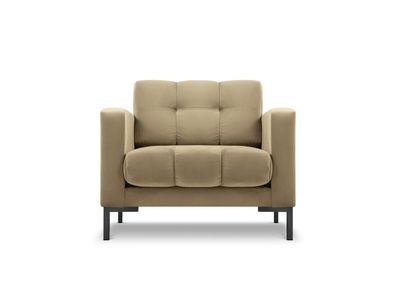 Micadoni Samtstoff Sessel Mamaia | Bezug Beige | Beinfarbe Black Metal...