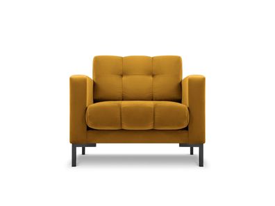 Micadoni Samtstoff Sessel Mamaia | Bezug Yellow | Beinfarbe Black Meta...
