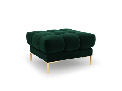 Micadoni Samtstoff Pouf Hocker Mamaia | Bezug Bottle Green | Beinfarbe Gold Meta...