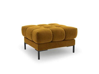 Micadoni Samtstoff Pouf Hocker Mamaia | Bezug Yellow | Beinfarbe Black...