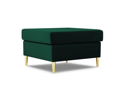 Micadoni Samtstoff Pouf Hocker Moghan | Bezug Bottle Green | Beinfarbe Gold Meta...