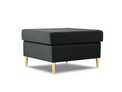 Micadoni Samtstoff Pouf Hocker Moghan | Bezug Dark Grey | Beinfarbe Gold ...