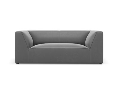 Micadoni 2-Sitzer Samtstoff Sofa Ruby | Bezug Grey | Beinfarbe Bla...