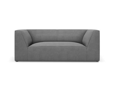 Micadoni 2-Sitzer Sofa Ruby | Bezug Grey | Beinfarbe Black Plastic Kunststoff sc...