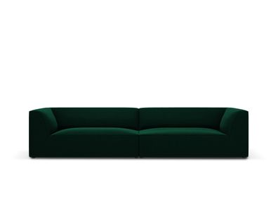 Micadoni 4-Sitzer Samtstoff Sofa Ruby | Bezug Bottle Green | Beinfarbe Black Pla...