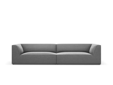 Micadoni 4-Sitzer Samtstoff Sofa Ruby | Bezug Grey | Beinfarbe Bla...