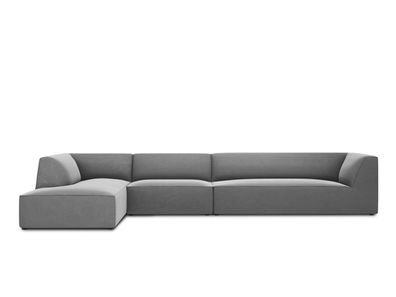 Micadoni 5-Sitzer Samtstoff Modular Ecke links Sofa Ruby | Bezug Grey | Beinfarb...