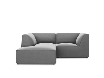 Micadoni 3-Sitzer Samtstoff Modular Ecke links Sofa Ruby | Bezug Grey | Beinfarb...