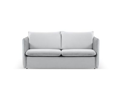 Micadoni 2-Sitzer Samtstoff Sofa mit Bettfunktion Agate | Bezug Silver | Beinfar...