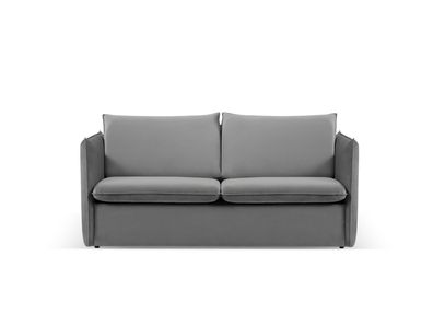 Micadoni 2-Sitzer Samtstoff Sofa mit Bettfunktion Agate | Bezug Light Grey | Bei...