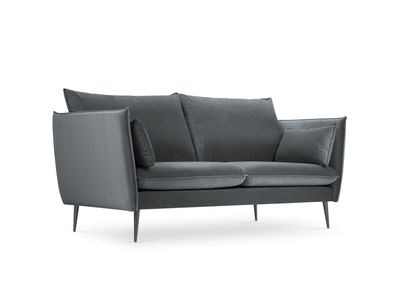 Micadoni 2-Sitzer Samtstoff Sofa Agate | Bezug Dark Grey | Beinfarbe B...