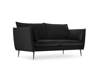 Micadoni 2-Sitzer Samtstoff Sofa Agate | Bezug Black | Beinfarbe Black Metal ...