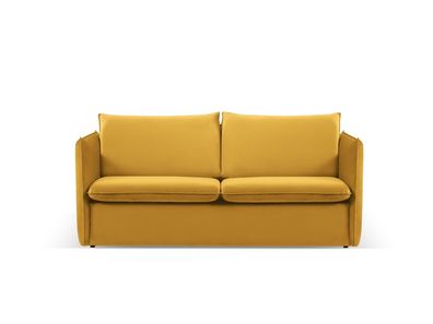 Micadoni 3-Sitzer Samtstoff Sofa mit Bettfunktion Agate | Bezug Yellow | Beinfar...