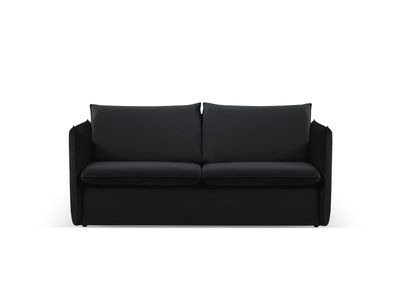 Micadoni 3-Sitzer Samtstoff Sofa mit Bettfunktion Agate | Bezug Black | Beinfarb...