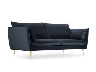 Micadoni 3-Sitzer Samtstoff Sofa Agate | Bezug Dark Blue | Beinfarbe Gold...