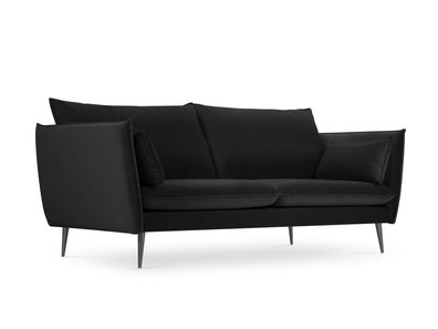 Micadoni 3-Sitzer Samtstoff Sofa Agate | Bezug Black | Beinfarbe Black Metal ...