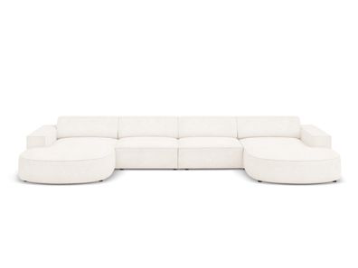 Micadoni 6-Sitzer Boucle Panorama Sofa Jodie | Bezug Beige | Beinfarbe Black Pl...