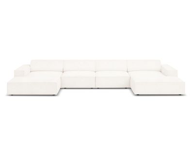 Micadoni 6-Sitzer Boucle Panorama Sofa Jodie | Bezug Beige | Beinfarbe Black Pl...