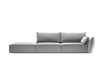 Micadoni 4-Sitzer Links Samtstoff Sofa Kaelle | Bezug Grey | Beinfarbe Black Pla...