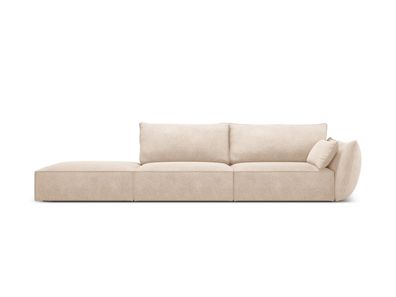 Micadoni 4-Sitzer Links Sofa Kaelle | Bezug Beige | Beinfarbe Black Plastic Lin...