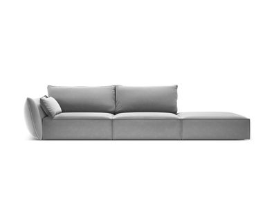 Micadoni 4-Sitzer Rechts Samtstoff Sofa Kaelle | Bezug Grey | Beinfarbe Black Pl...