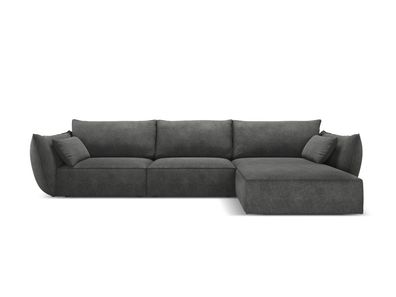 Micadoni 4-Sitzer Ecke rechts Sofa Kaelle | Bezug Dark Grey | Beinfarbe Blac...