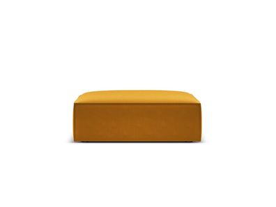 Micadoni Samtstoff Pouf Hocker Kaelle | Bezug Yellow | Beinfarbe B...