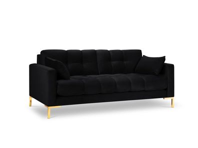 Micadoni 2-Sitzer Samtstoff Sofa Mamaia | Bezug Black | Beinfarbe Gold Metal Sch...