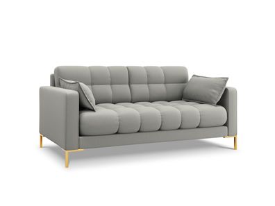 Micadoni 2-Sitzer Sofa Mamaia | Bezug Light Grey | Beinfarbe Gold Metal H...