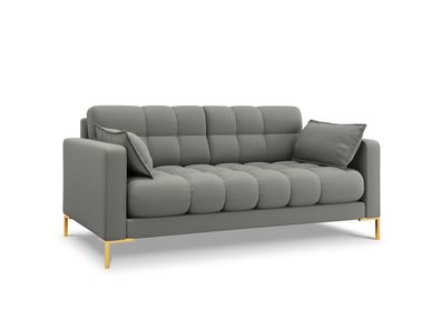 Micadoni 2-Sitzer Sofa Mamaia | Bezug Grey | Beinfarbe Gold Meta...