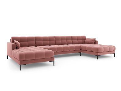 Micadoni 6-Sitzer Panorama Sofa Mamaia | Bezug Pink | Beinfarbe Black ...