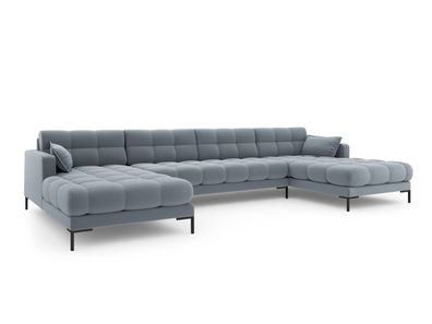 Micadoni 6-Sitzer Panorama Sofa Mamaia | Bezug Light Blue | Beinfarbe Black ...