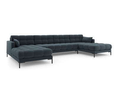 Micadoni 6-Sitzer Panorama Sofa Mamaia | Bezug Blue | Beinfarbe Black ...