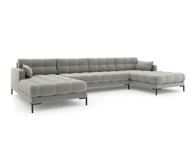 Micadoni 6-Sitzer Panorama Sofa Mamaia | Bezug Light Grey | Beinfarbe Black ...