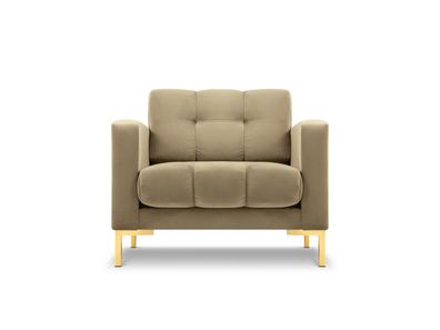 Micadoni Samtstoff Sessel Mamaia | Bezug Beige | Beinfarbe Gold Metal Sam...