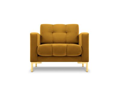 Micadoni Samtstoff Sessel Mamaia | Bezug Yellow | Beinfarbe Gold Metal Sa...