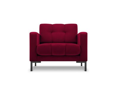 Micadoni Samtstoff Sessel Mamaia | Bezug Red | Beinfarbe Black Metal S...