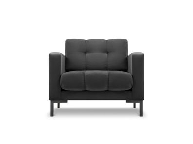 Micadoni Samtstoff Sessel Mamaia | Bezug Dark Grey | Beinfarbe Black Metal...