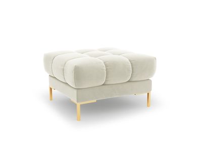 Micadoni Samtstoff Pouf Hocker Mamaia | Bezug Light Beige | Beinfarbe Go...