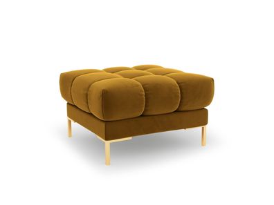 Micadoni Samtstoff Pouf Hocker Mamaia | Bezug Yellow | Beinfarbe Gold Met...