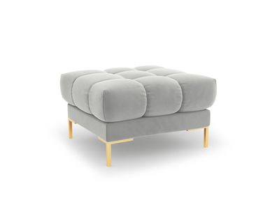 Micadoni Samtstoff Pouf Hocker Mamaia | Bezug Silver | Beinfarbe Gold Metal Sa...