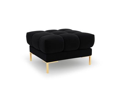 Micadoni Samtstoff Pouf Hocker Mamaia | Bezug Black | Beinfarbe Gold Metal Sa...