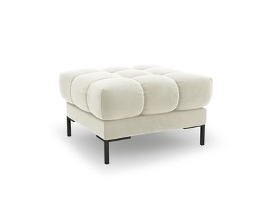 Micadoni Samtstoff Pouf Hocker Mamaia | Bezug Light Beige | Beinfarbe Bl...