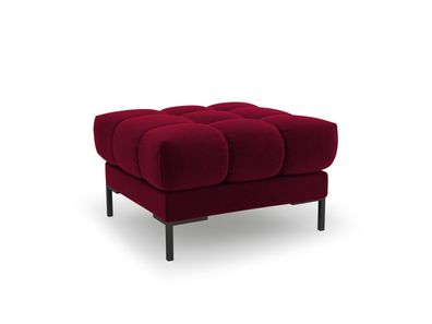 Micadoni Samtstoff Pouf Hocker Mamaia | Bezug Red | Beinfarbe Black Me...