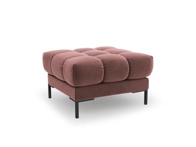 Micadoni Samtstoff Pouf Hocker Mamaia | Bezug Pink | Beinfarbe Black M...